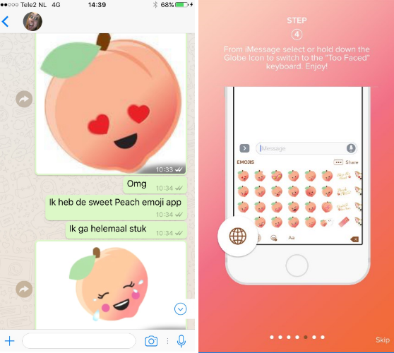 Too Faced Sweet Peach Emoji App